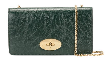 Bayswater Clutch On Chain, &pound;350, Handbags, Green, Patent Leather, Front view